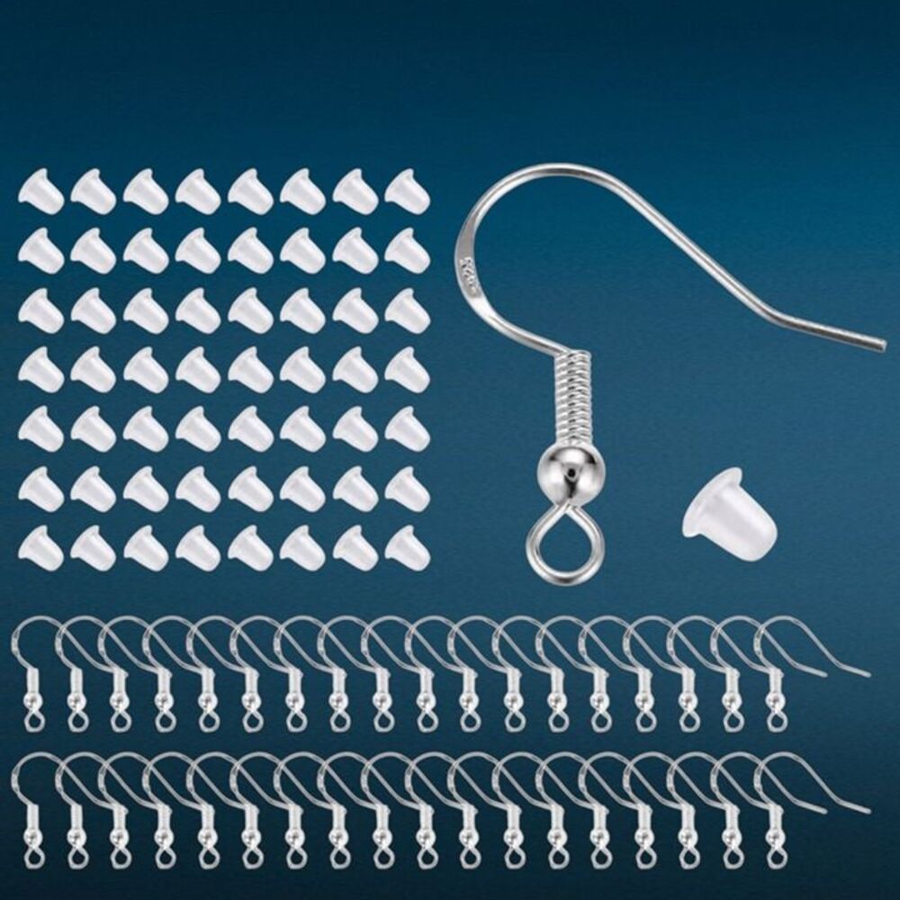50pcs Beads for Jewelry Making Sterling Silver Earring Hooks #22144